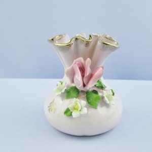 Vintage Flower Vase Sachet Shaped Pink Roses