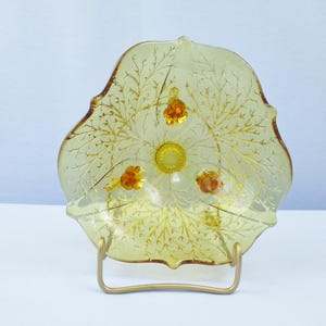 Bol à fruits en verre ambré de forme triangulaire