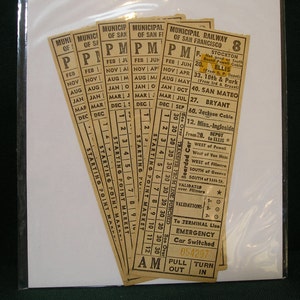 Railroad Tickets (5) &quot;Municipal Railway of San Francisco&quot; 054297-5