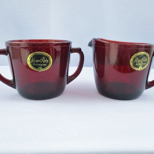 Anchor Hocking Ruby Red Cream and Sugar