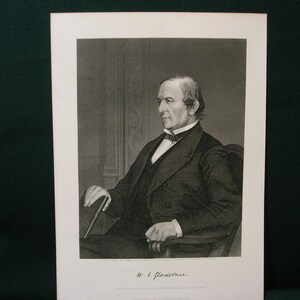 Vintage &quot;W.E. Gladstone&quot; Engraving/Etching 1800&#39;s