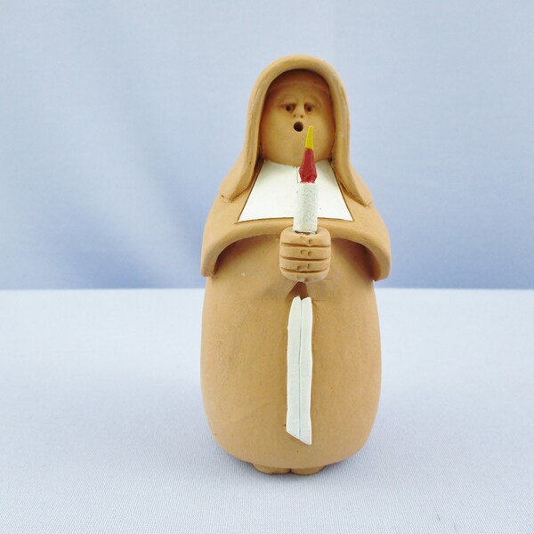 Made in Chile Signed Terracotta Monk Figurine