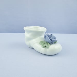 Vintage Small Porcelain Infant Shoe Blue Rose
