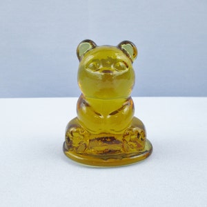 Vintage Honey/Amber Glass Teddy Bear Paperweight