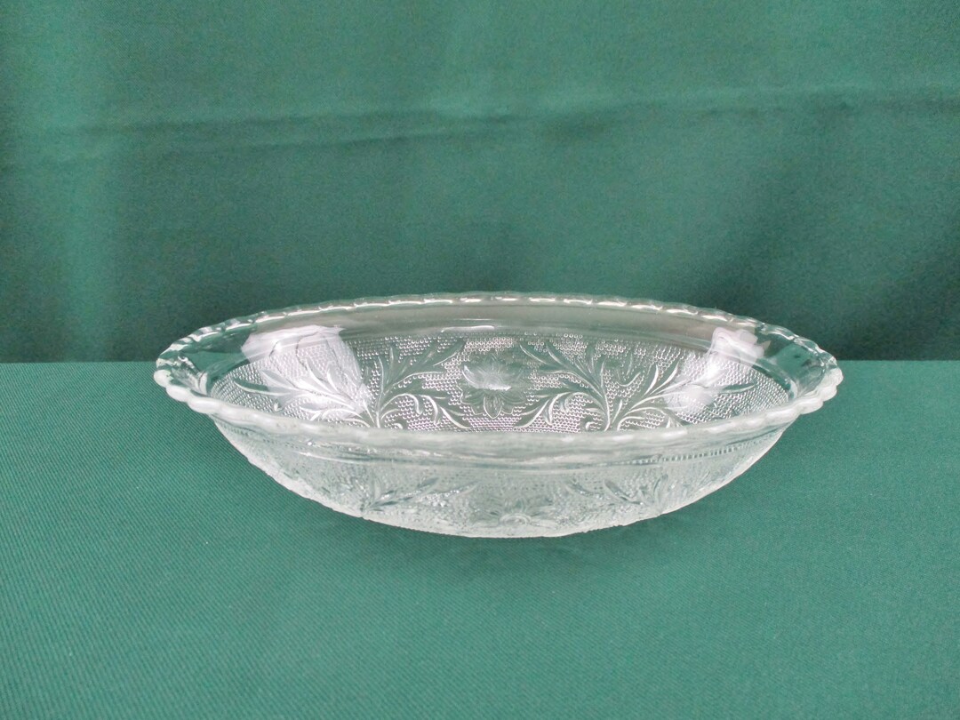 Sandwich Glass Clear Glass Oval Vegetable Bowl Etsy