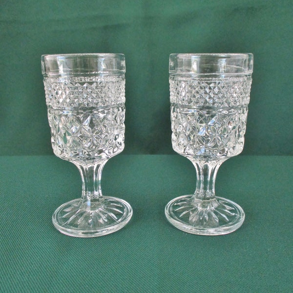 Anchor Hocking Glass Wexford Pattern Juice Glasses Pair