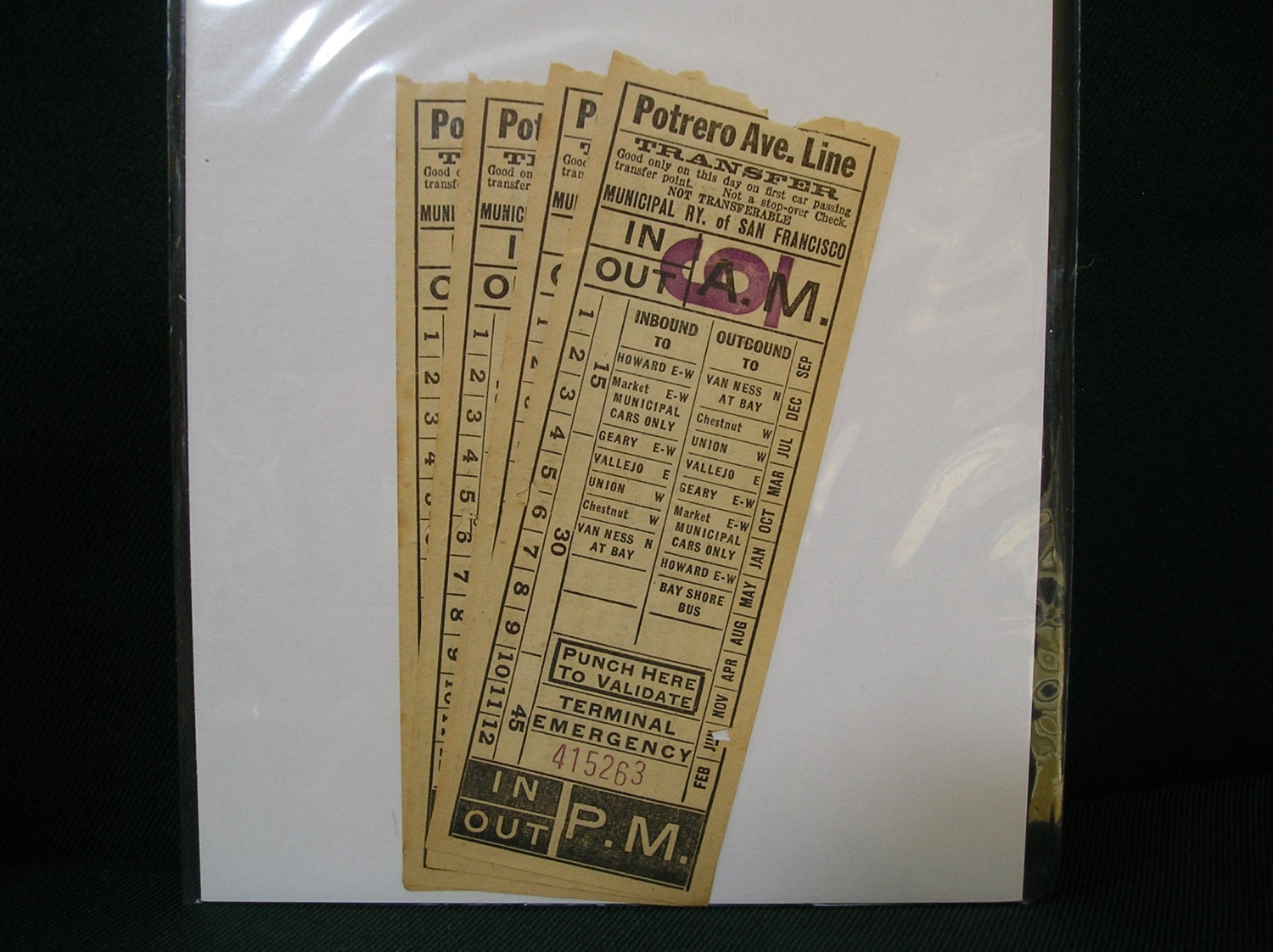 Railroad Tickets (4) "Potrero Ave. Line of the Municipal Railway Co. of San Francisco" 415263-4