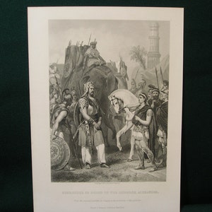 Vintage &quot;Surrender of Porus to the Emperor Alexander&quot; Engraving/Etching 1800&#39;s