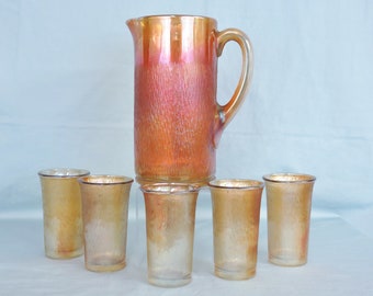Carnival Glass Lemonade Set