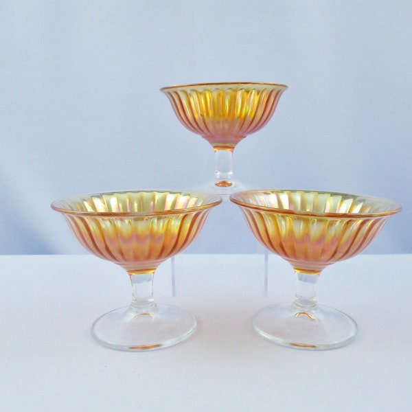 Imperial Glass Marigold Lustre Sherbet Cups Set of Three