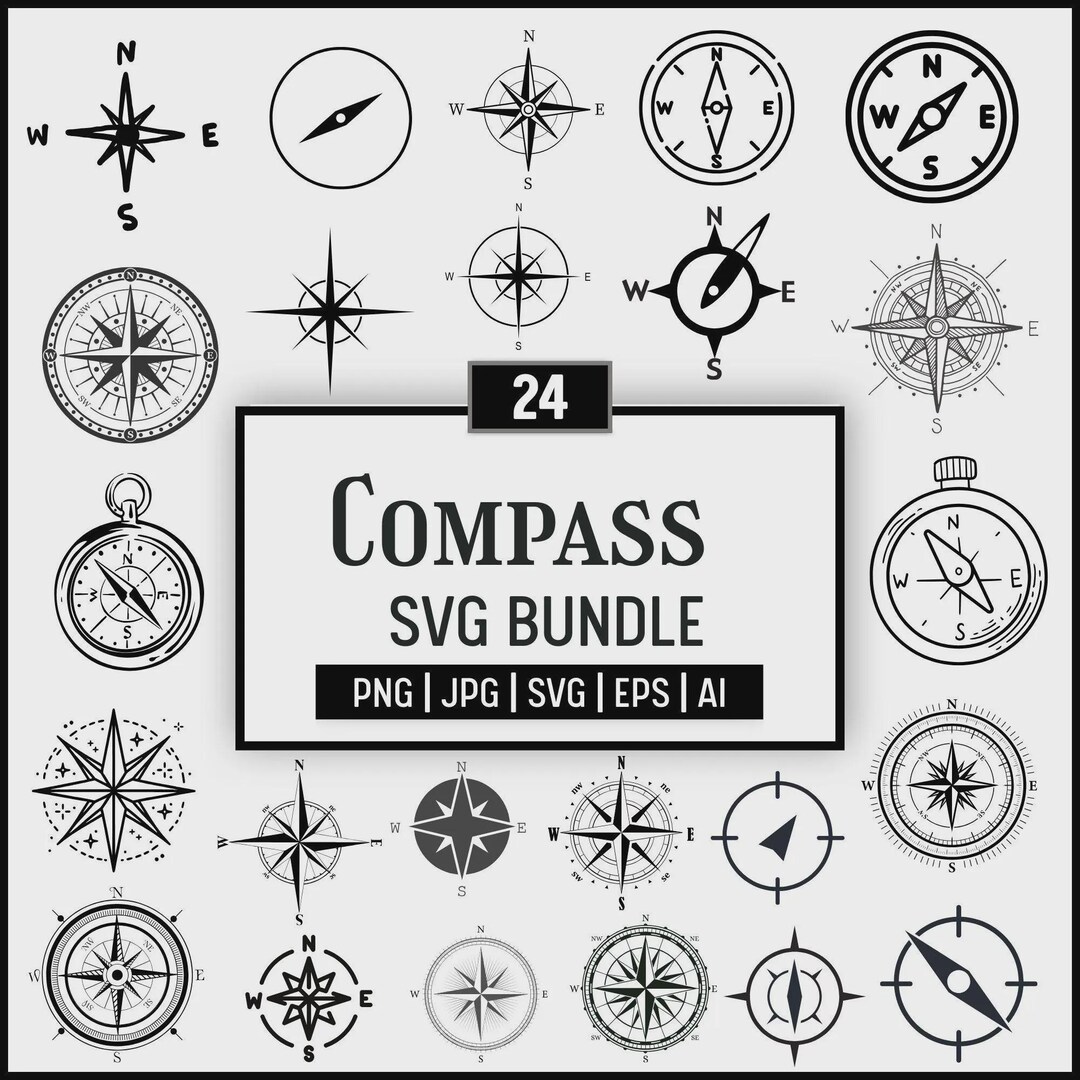 Compass SVG Bundle: Laser Cut Files for Cricut, Silhouette (instant ...