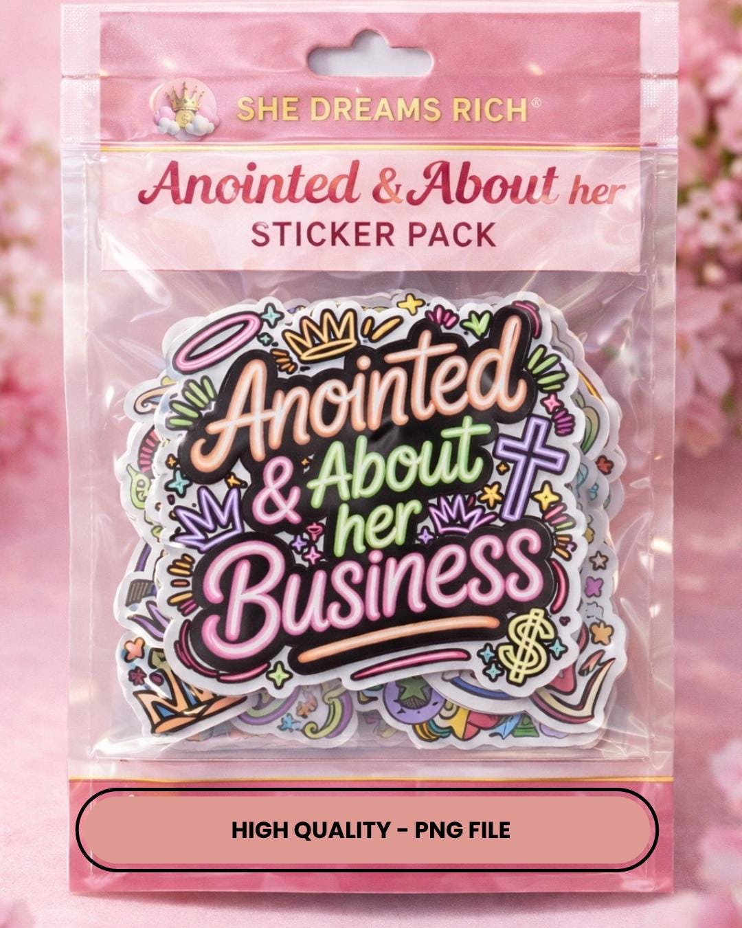 Anointed & About Her Business PNG Sticker | Faith Boss Woman ...