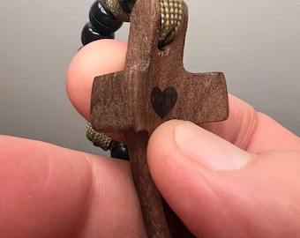 Rosario de oración guerrero / Cruz de madera, regalo para veteranos