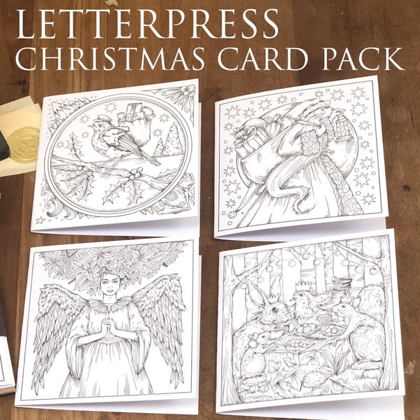 Letterpress Christmas Card Pack - 4 cards by Kelly O'Gorman