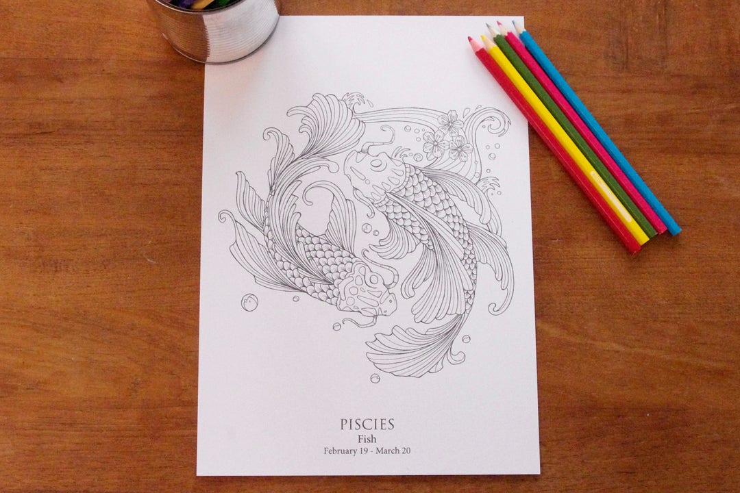 Pisces Pdf Pisces - Instant PDF Download A4 - Sign of the Zodiac - Etsy