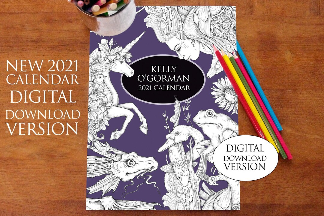 Digital Download Version Colouring Calendar 2021 by Kelly O'gorman - Etsy