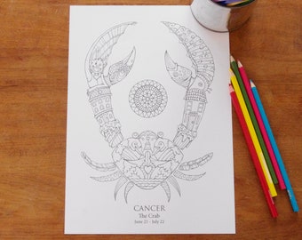 Cancer -  Instant PDF Download A4 - Sign of the Zodiac