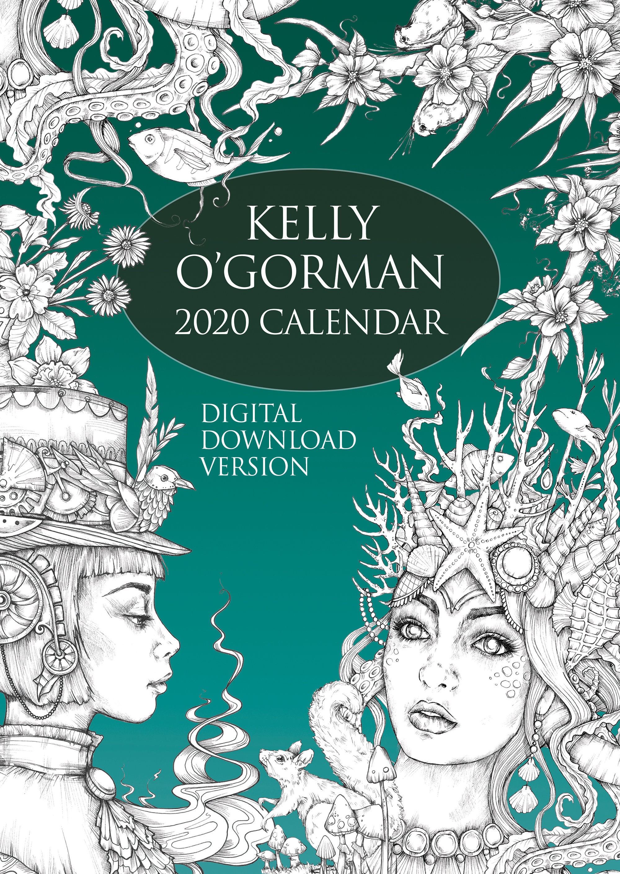 Digital Download Version Colouring Calendar 2020 by Kelly O'gorman - Etsy
