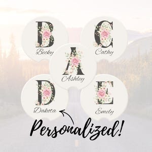 Custom Car Coaster Initial A-B-C-D-E [Name] Car Coaster Absorbent Soapstone Car Accessories Car Decor Best Selling Items Personalized Gift