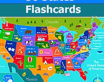 50 utskrivbara vikbara flashcards för USA i PDF-format