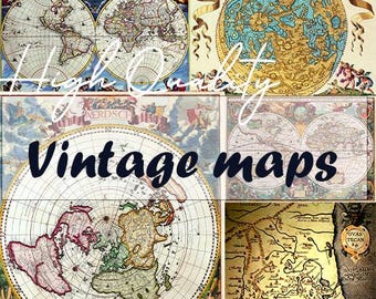 100+ vintage världskartor, antika kartor, klippbok, utskrivbara, kommersiella kartor, digital nedladdning