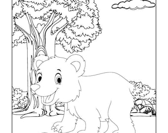 Målarbok med 50 söta djur i PDF-format