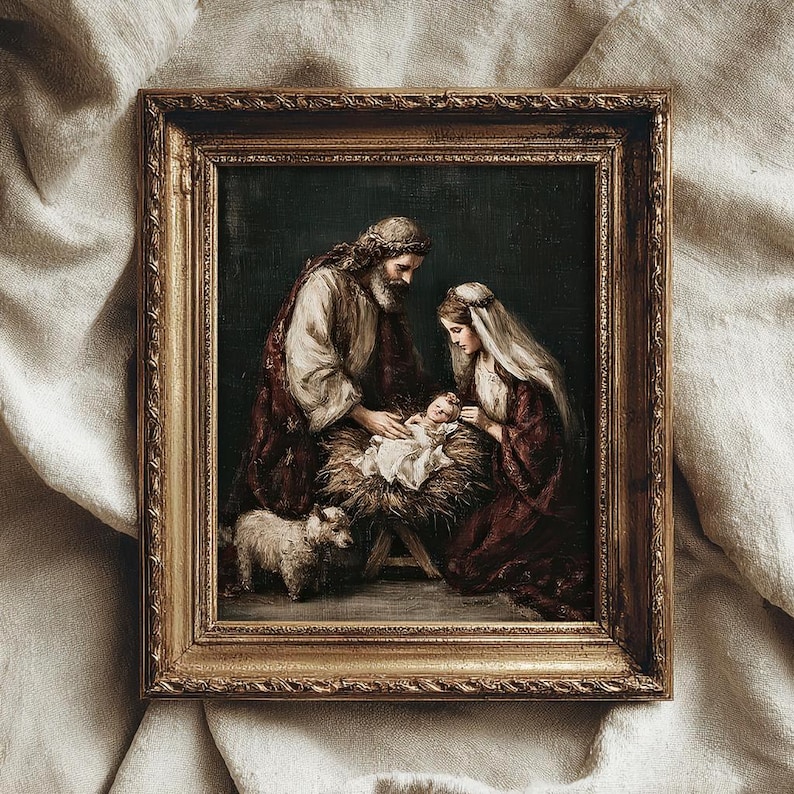 Vintage Holy Family Nativity Art Print | Old World Antique Christmas ...