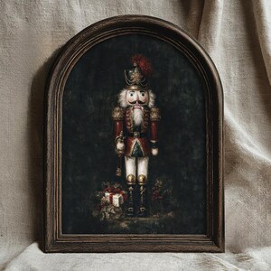 Moody Nutcracker Soldier Art Print, Vintage Dark Rustic Christmas Holiday Art Printable (Digital Download)