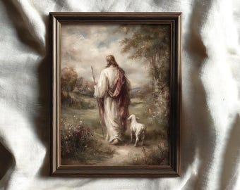 Jesus Leaves The 99 Christian Wall Art, Good Shepherd, Lost Sheep Parable, Bibleverse Church Decor