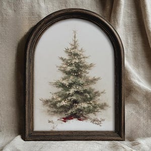 Vintage Style Christmas Tree Art Print: Rustic Fir Tree, Neutral Holiday Decor, Classic Christmas Artwork Printable (Digital Download)
