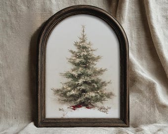 Vintage Style Christmas Tree Art Print: Rustic Fir Tree, Neutral Holiday Decor, Classic Christmas Artwork Printable (Digital Download)