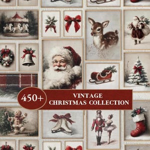 200+ Christmas and Winter Holiday Gallery Wall Set Vintage Decorating Mega Bundle Printable Art