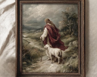 Jesus Leaves The 99 Christian Wall Art, Good Shepherd, Lost Sheep Bibleverse Faith Church Decor