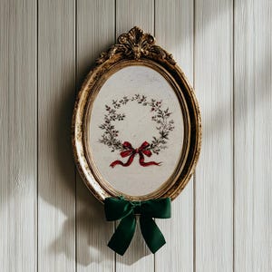 Traditional Holiday Wreath Print, Minimalist Christmas Vintage Coquette Winter Printable, Classic Holiday Art