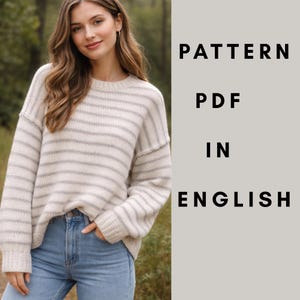 Maria Riscas striped sweater knitting pattern pdf | drop shoulder | intermediate | instant download