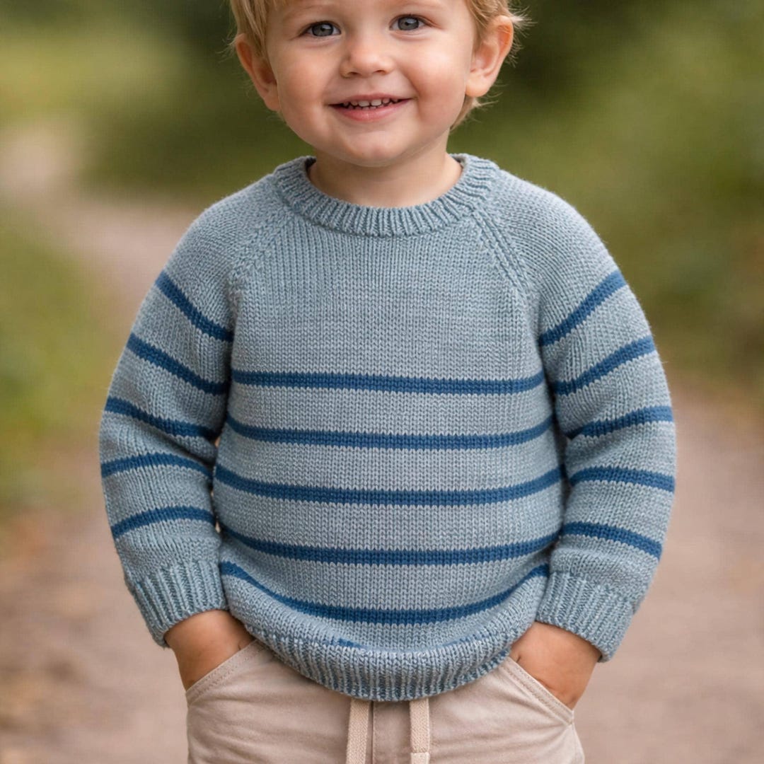 Classic Raglan Sweater Knitting Pattern – Seamless Top Down Baby Kids ...