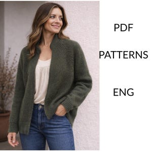 Turtle Dove Cardigan Knitting Pattern (PDF Download), Cozy Mohair Raglan Sweater