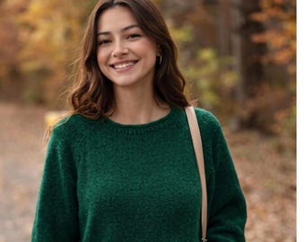 Oversize Pocket Sweater Knitting Pattern, Top Down Classic Raglan Knit Pullover, Women's Cozy Jumper Handknit PDF Tutorial