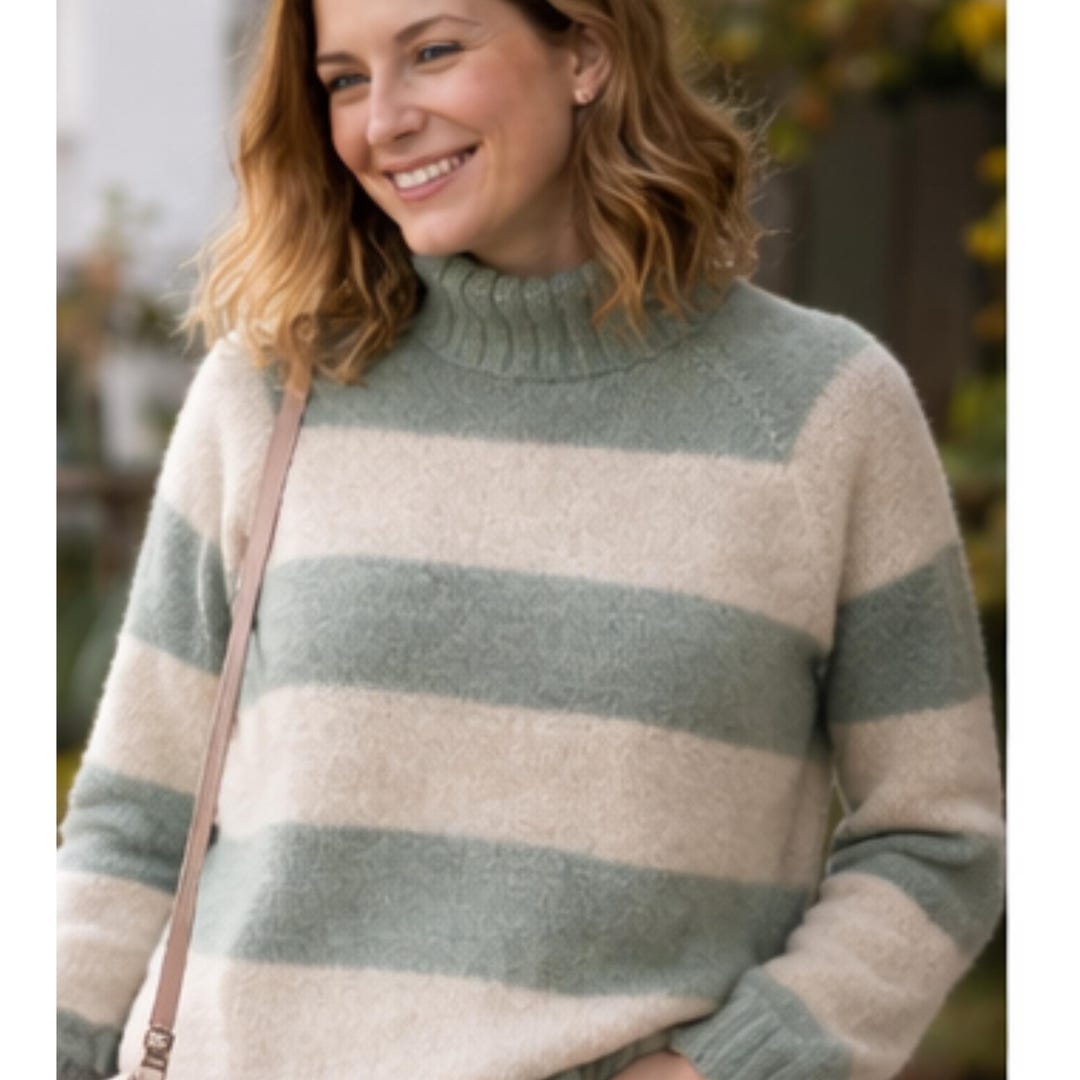 Striped Mohair Sweater Knitting Pattern | Top Down Raglan Pullover PDF ...