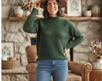 Knitting Pattern Oversized Raglan Sweater, Top Down Bulky Wool Jumper PDF, Babaa Inspired Minimalist Winter Pullover, One Size Easy Fit