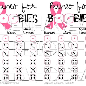 Breast Cancer Bunco Score Card