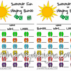 Summer Bunco Score Cards