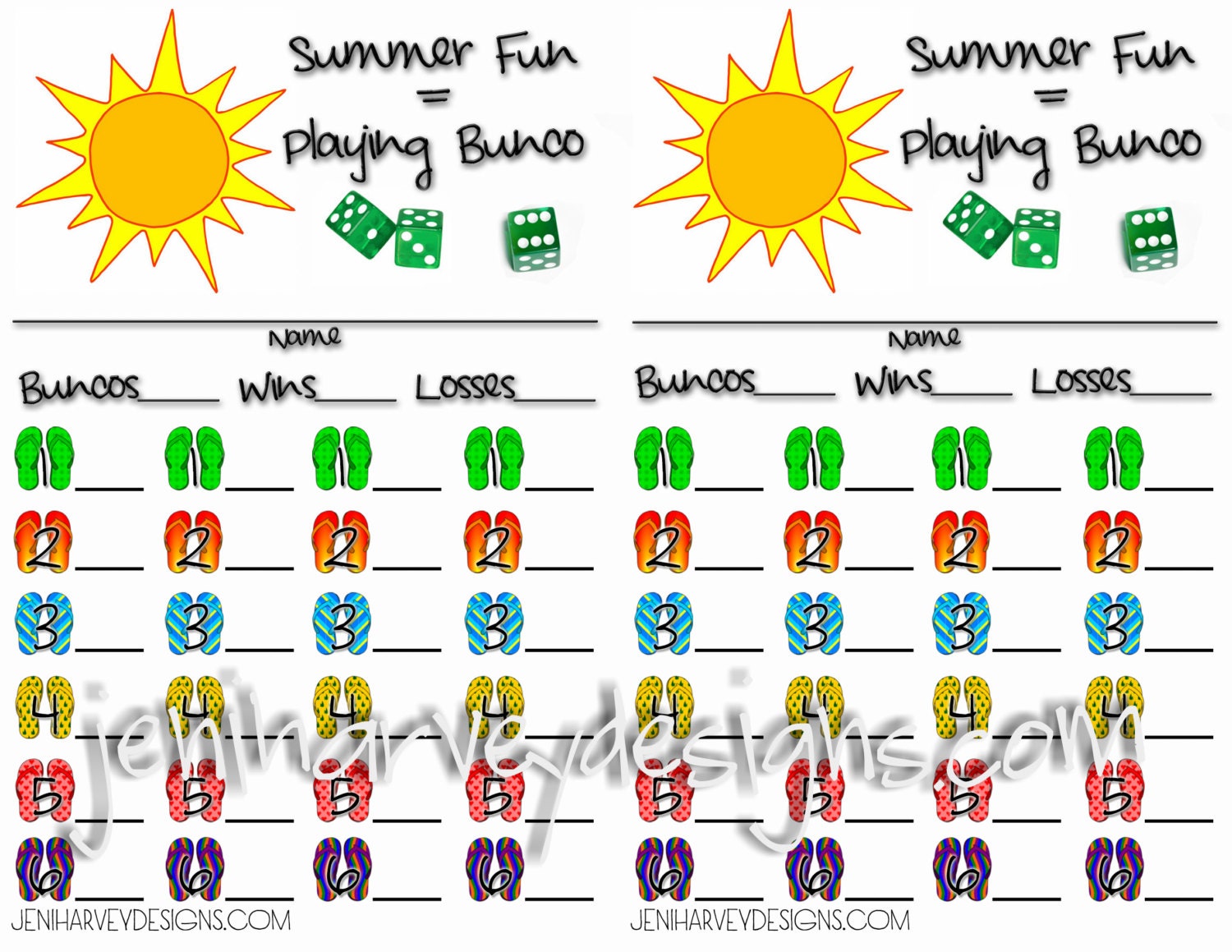 Summer Bunco Score Cards - Etsy summer-bunco-score-cards-etsy