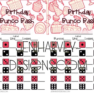 Birthday Bash Bunco Score Cards