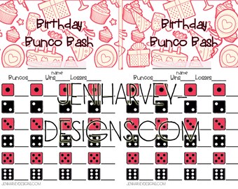 Birthday Bash Bunco Score Cards