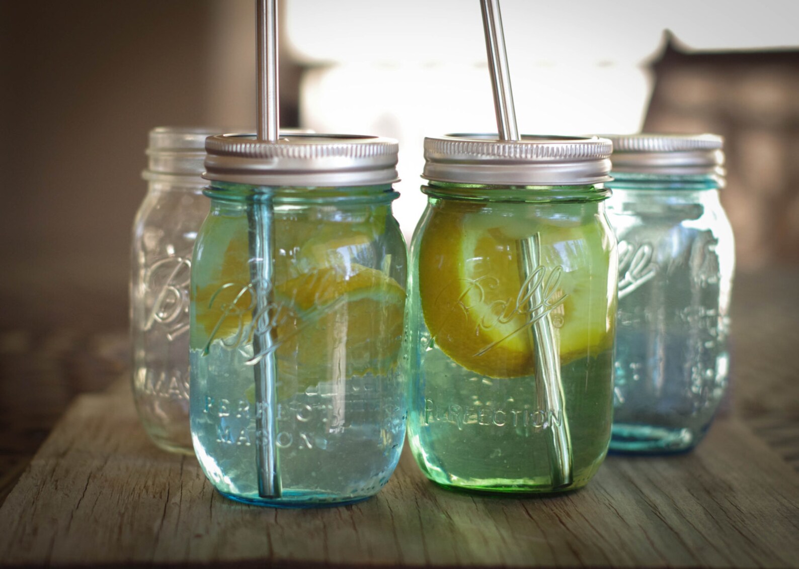 Colored Pint Mason Jar Cup with Stainless Steel Straw Etsy