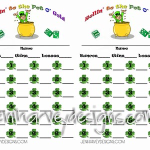 St. Patrick&#39;s Day Bunco Score Sheet