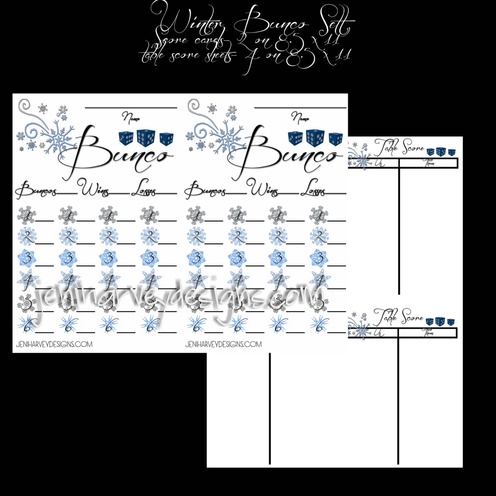 Winter Bunco Score Sheet | Etsy