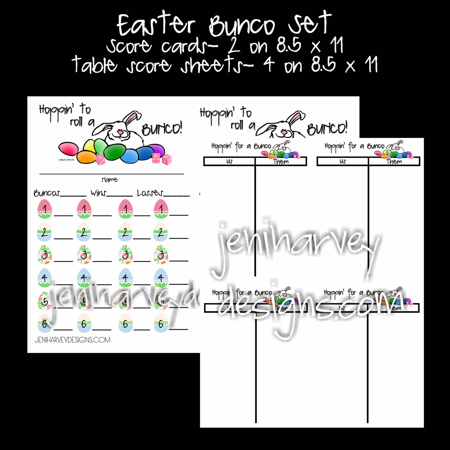 Easter Bunco Score Set | Etsy