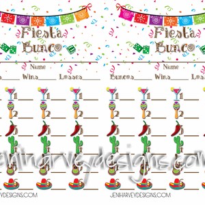 Fiesta Bunco Score Card